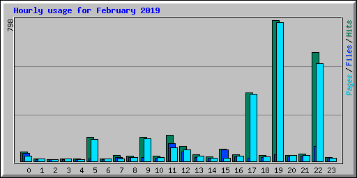 Hourly usage for February 2019